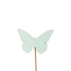 Schmetterling Holz auf Stab hell blau L12cm D06cm