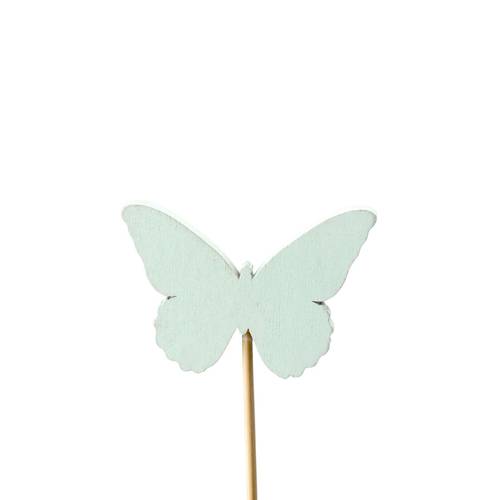 Schmetterling Holz auf Stab hell blau L12cm D06cm