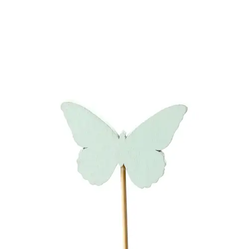 Schmetterling Holz auf Stab hell blau L12cm D06cm