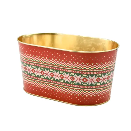 Zink Übertopf Esra rot 22.5x13.5x11cm
