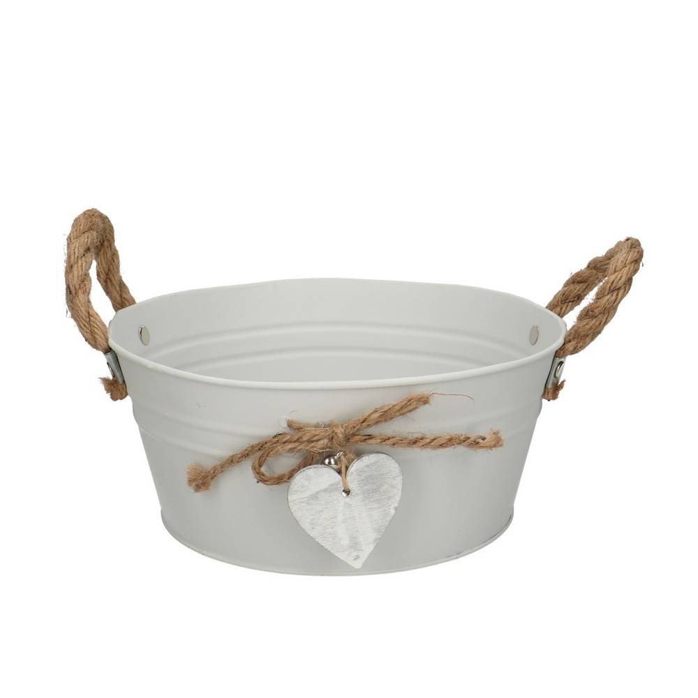 Zink Schale Herz weiss D22cm H10cm