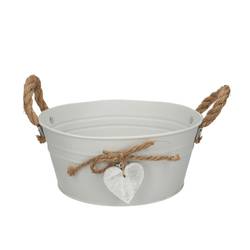 Zink Schale Herz weiss D22cm H10cm