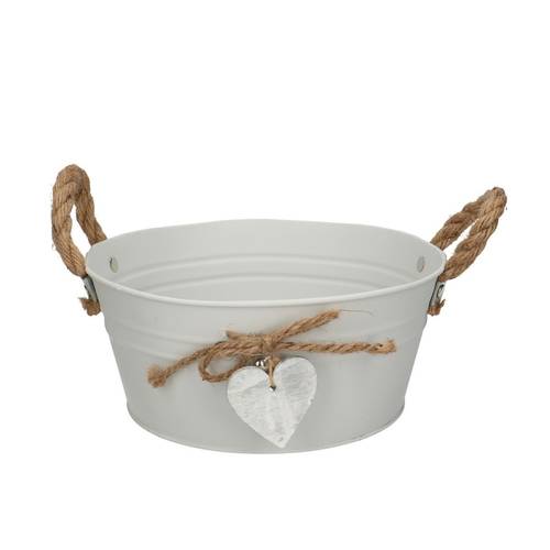 Zink Schale Herz weiss D22cm H10cm