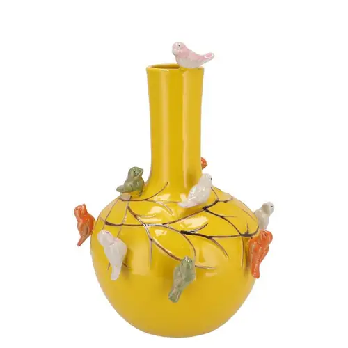 Keramik Vogelvase gelb D20cm H25cm
