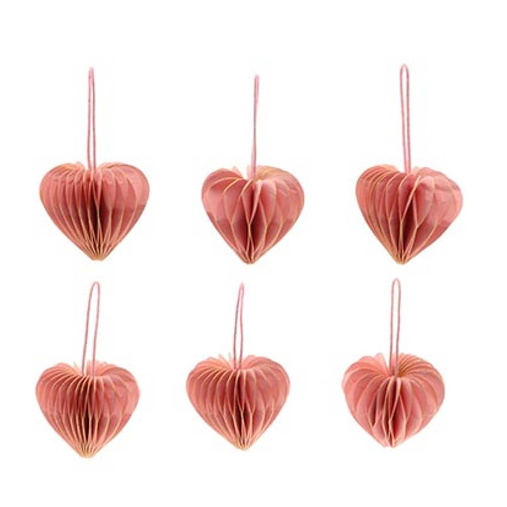 Hänger Herz faltbar rosa x6 D04cm