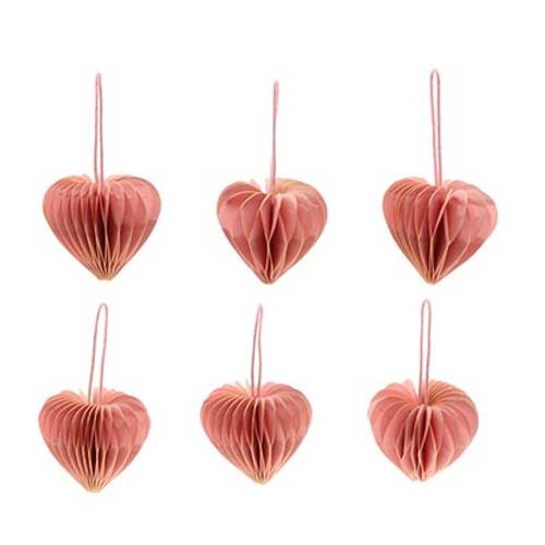 Hänger Herz faltbar rosa x6 D04cm