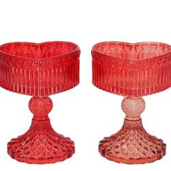 Glas Teelicht Herz Amour mix rot 10x09x13cm 