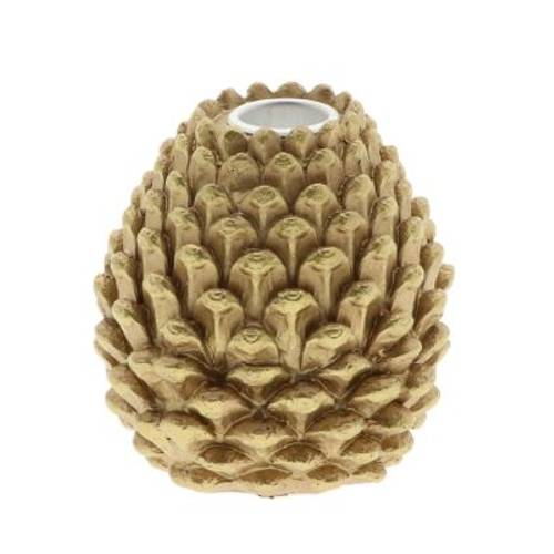 Kerzenständer Tannenzapfen gold D09.5cm H10cm