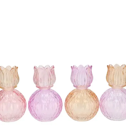 Glas Teelicht Tulpe pastel mix 11x17cm