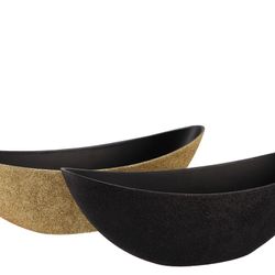 Melamine Schiff schwarz gold oval 39x12x13cm