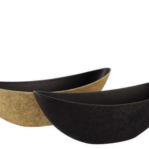 Melamine Schiff schwarz gold oval 39x12x13cm