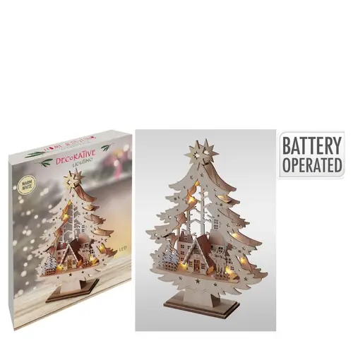 LED Baum Holz braun 31x08x39cm