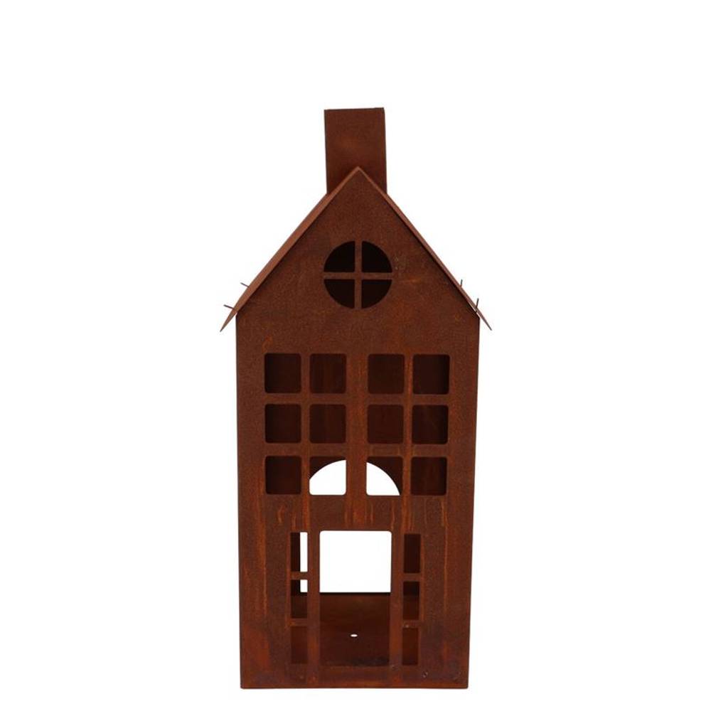Deko Teelichthalter Haus Rost D14cm H31cm