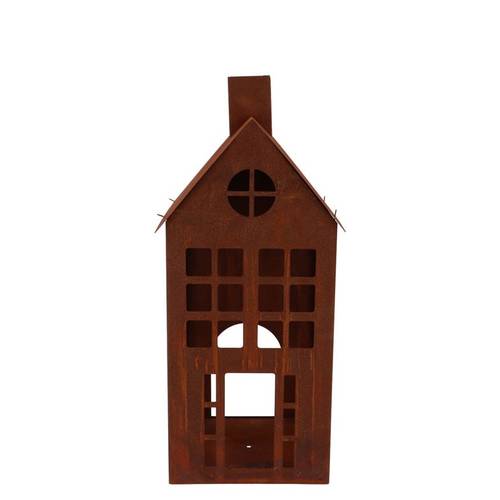 Deko Teelichthalter Haus Rost D14cm H31cm