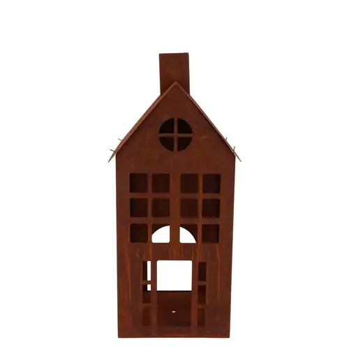 Deko Teelichthalter Haus Rost D14cm H31cm