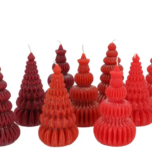 Kerze Pagoda Baum mix rot 07x14cm