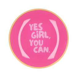 Teller Rund Yes Girl rosa 18x18x02cm