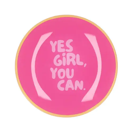 Teller Rund Yes Girl rosa 18x18x02cm