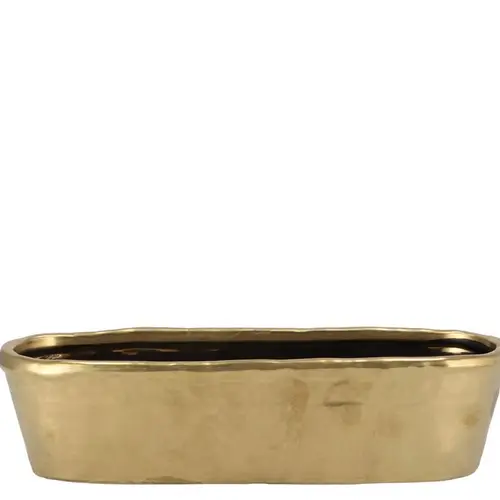 Keramik Übertopf Iron Stone gold 32x10x08cm