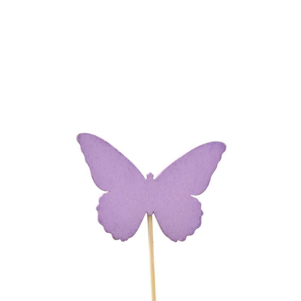 Schmetterling Holz auf Stab lila L12cm D06cm