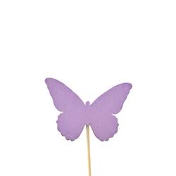 Schmetterling Holz auf Stab lila L12cm D06cm