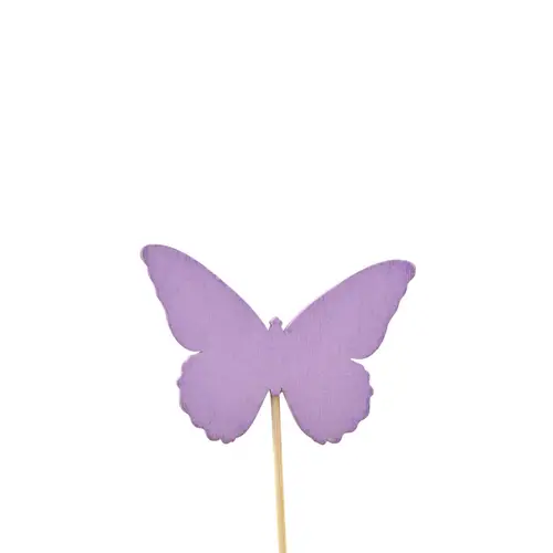 Schmetterling Holz auf Stab lila L12cm D06cm