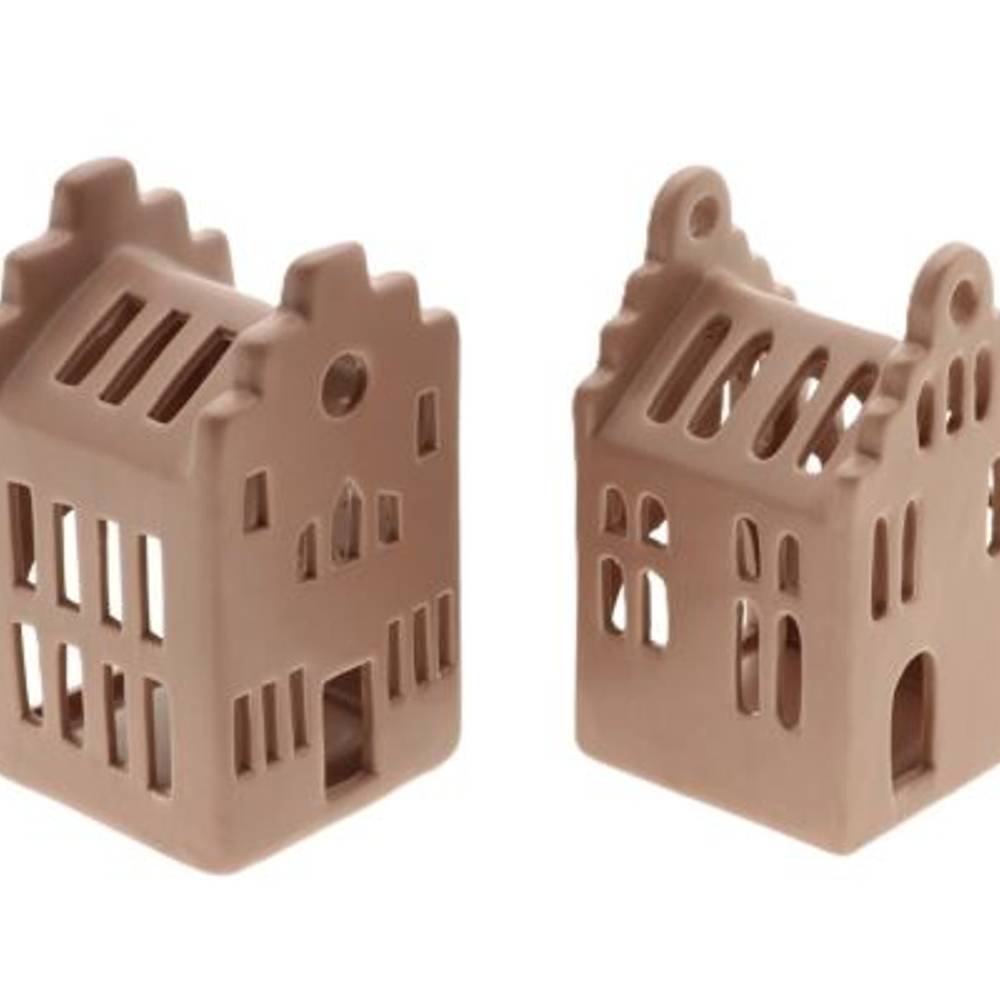 Teelicht Ziegel 2/Set rosa D08cm H14cm