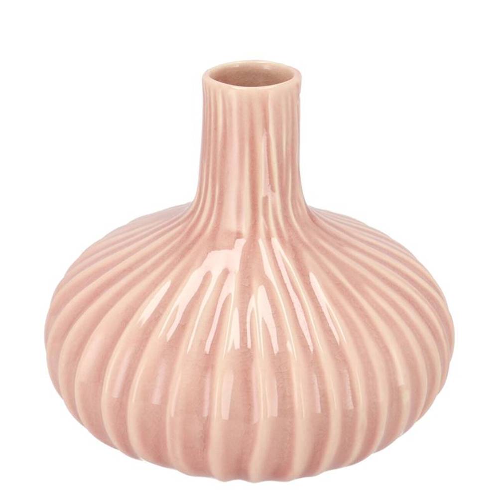Keramik Vase Gia Stripes Neck alt rosa 21x21x19cm