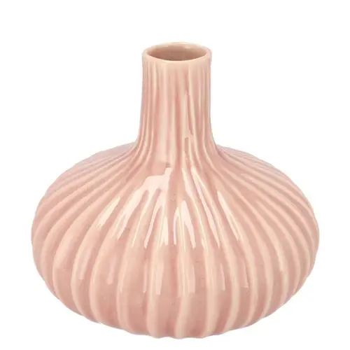 Keramik Vase Gia Stripes Neck alt rosa 21x21x19cm