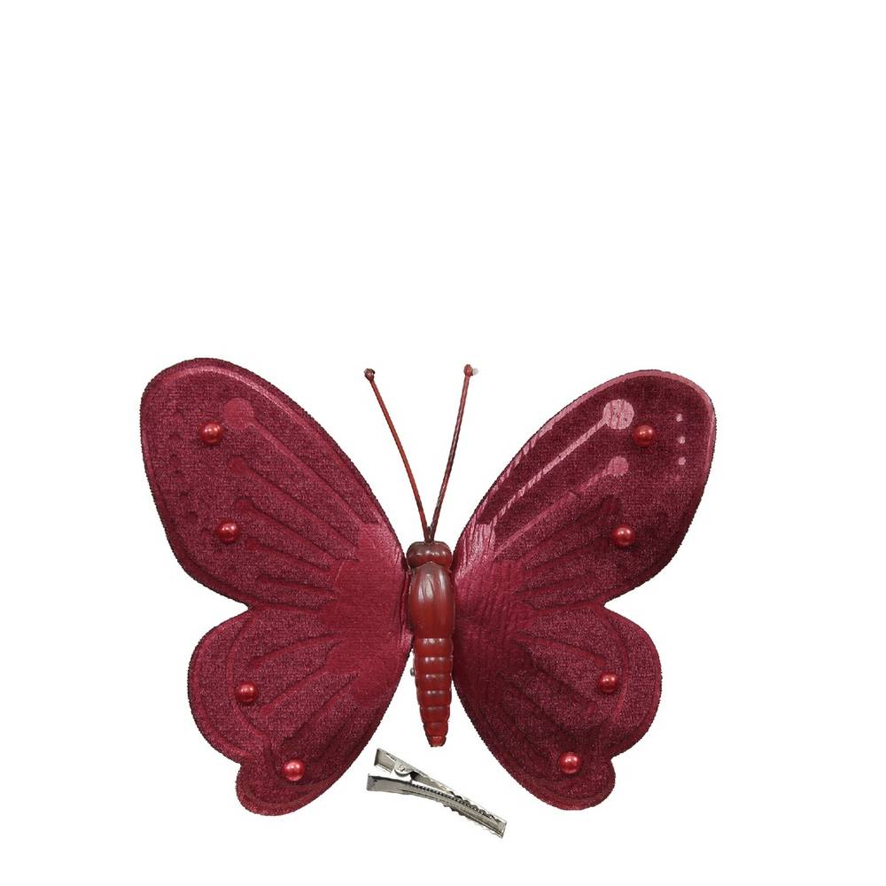 Schmetterling auf Clip rot D12cm H09.5cm