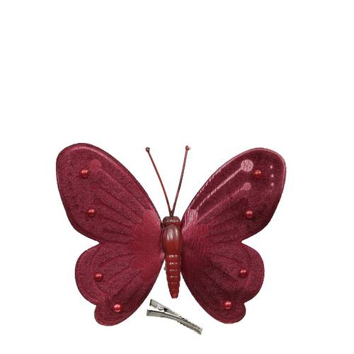 Schmetterling auf Clip rot D12cm H09.5cm