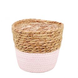 Korb Kitty hellrosa/natur D17.5cm H15.5cm