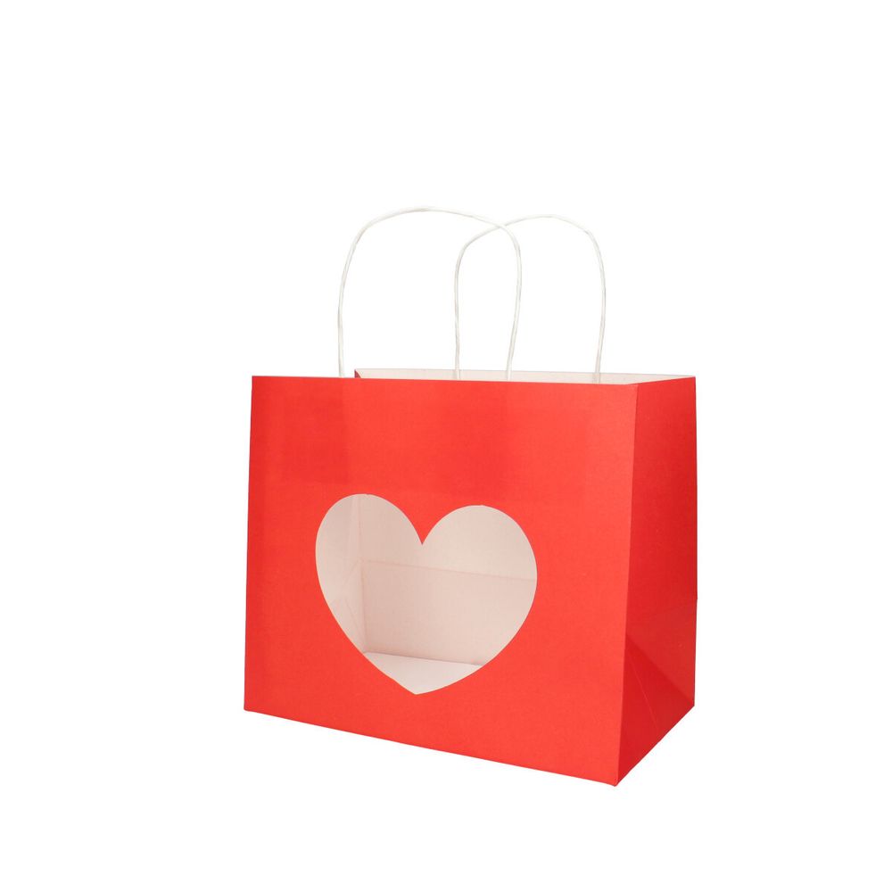 Tasche Herz Fenster rot 24x19.5cm