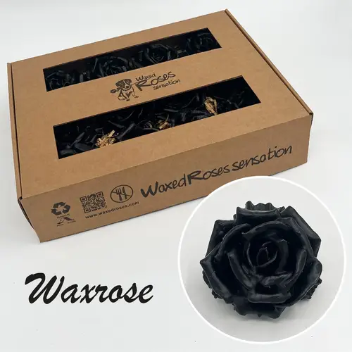 Seiden Wachs Rose schwarz