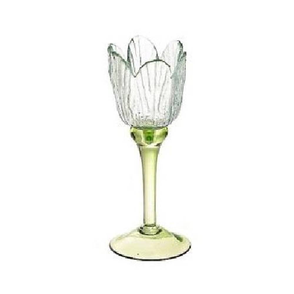 Glas Teelicht Tulpe blau D08.5cm H17cm