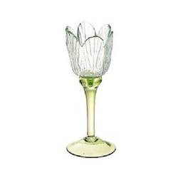 Glas Teelicht Tulpe blau D08.5cm H17cm