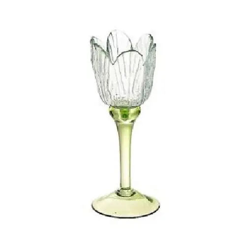 Glas Teelicht Tulpe blau D08.5cm H17cm