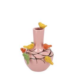 Keramik Vogelvase hellrosa D13cm H15cm