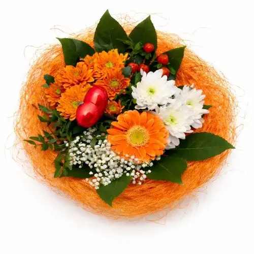 Strauß orange Halter 28cm 11 Stiele Muttertag