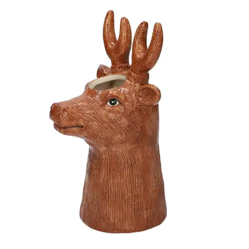 Keramik Vase Rentier braun D14cm H30cm