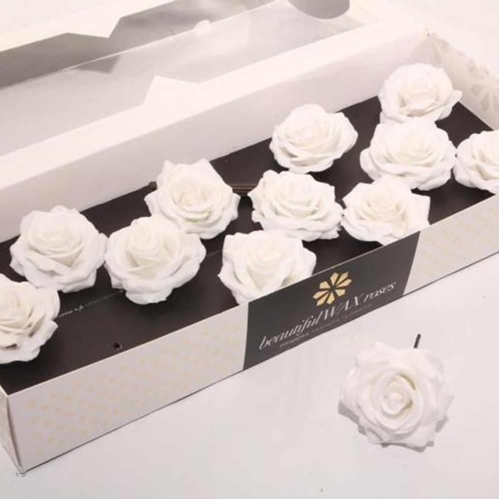Seiden Wachs Rose weiss D10cm (9640)