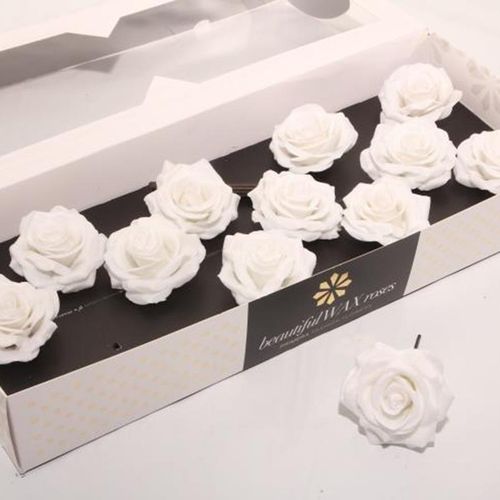Seiden Wachs Rose weiss D10cm (9640)