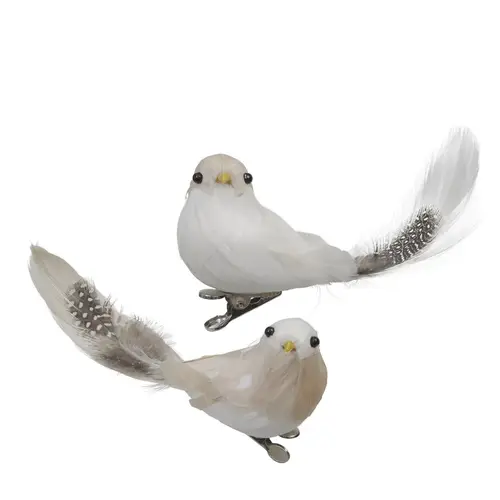 Vogel auf Clip mix weiss 12cm