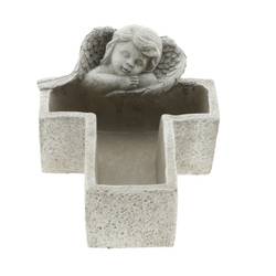 Keramik Schale Kreuz mit Engel 25x17.5x12cm