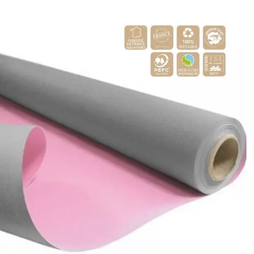 Papier Rolle 80cm Duo grau/rosa 60gr 40m