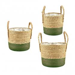 Korb Henkel Zinzi grün/natur 3/Set 32*26cm