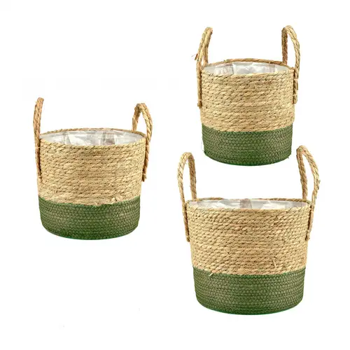 Korb Henkel Zinzi grün/natur 3/Set 32*26cm