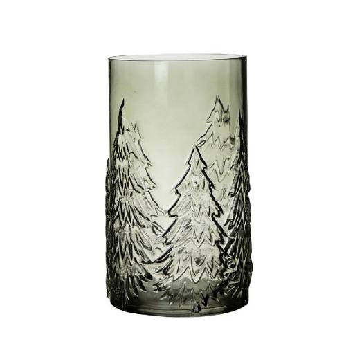 Glas Vase Baum grün D16cm H26cm
