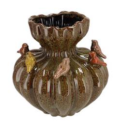 Keramik Vase Vogel Wild braun 29x29x28cm
