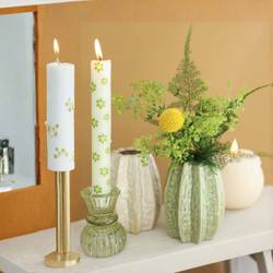 Keramik Vase Carambola weiss/grün mix D08.5cm H11cm